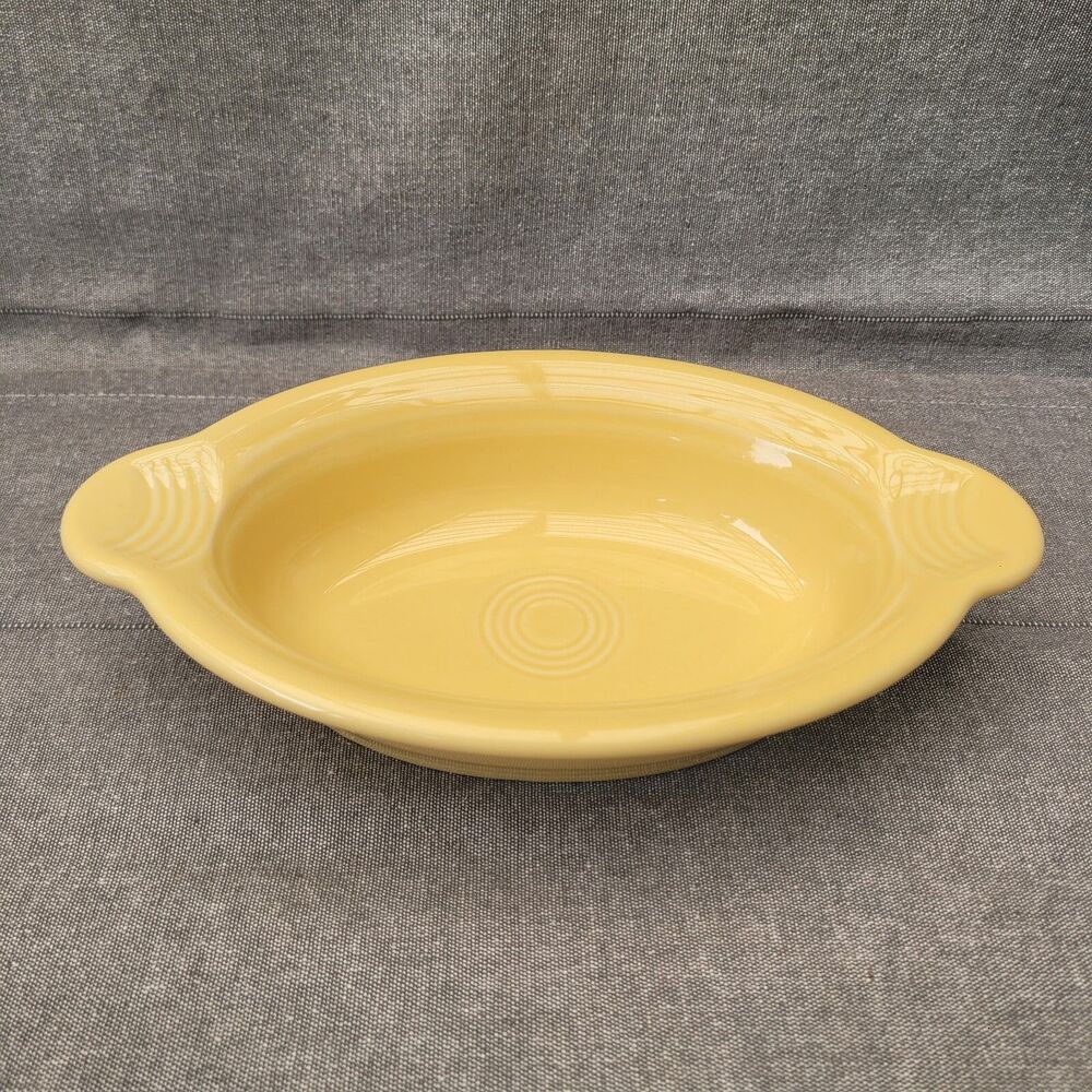Fiesta Individual Casserole Bowl Yellow Sunflower Oval 9” Dish USA With Handles